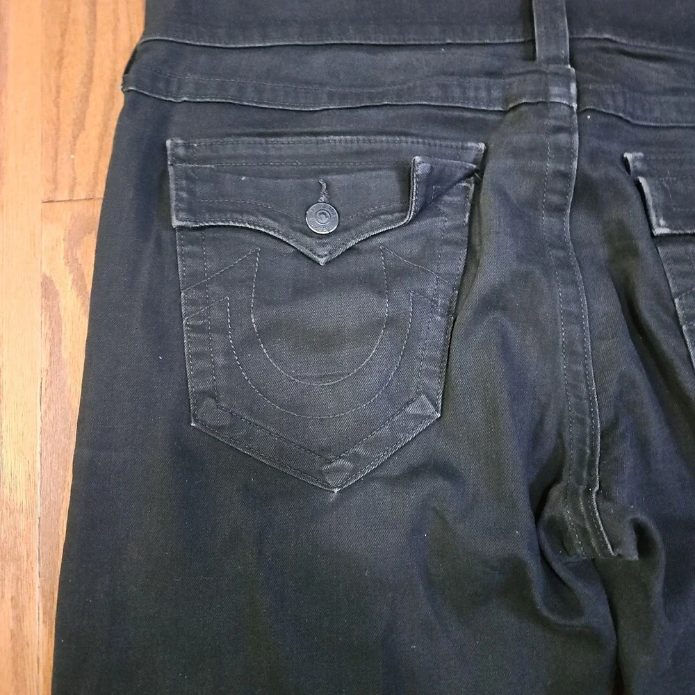 True Religion Ricky Straight Leg Black Jeans Mens Size 38 Made in USA 38x34